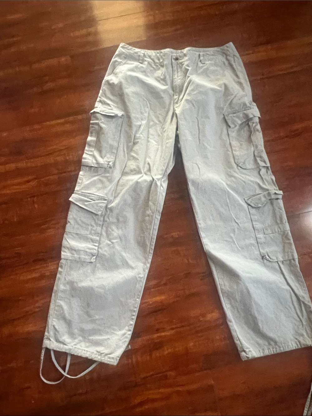 SHEIN Light Gray Utility Cargo Pants with Drawstring Hem